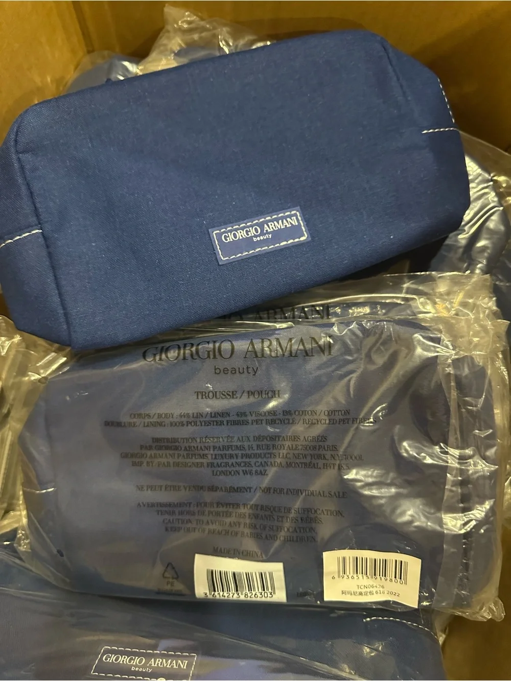 Giorgio Armani Navy Canvas Men's Toiletry Bag
